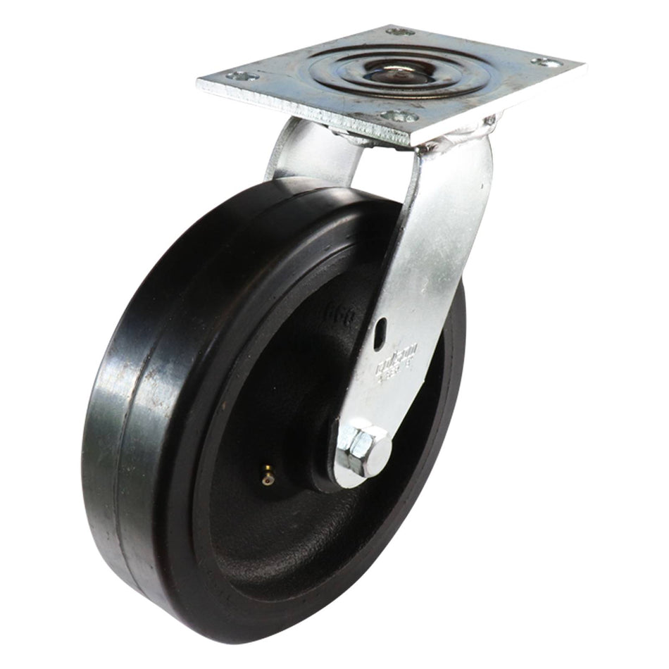 Colson 200mm Black Rubber Swivel Plate TS Series Castor 535kg