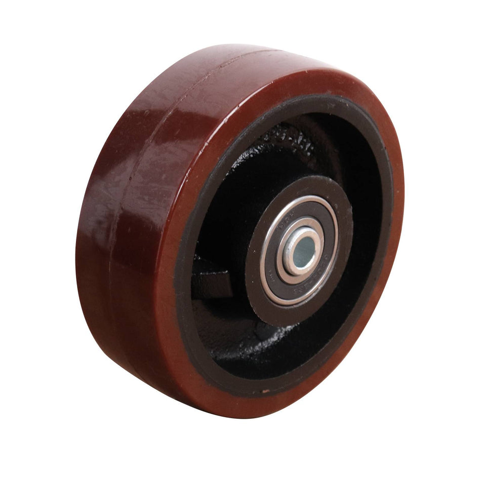 Easyroll 150mm Red Urethane Cast Iron Wheel Precision Bearing 750kg