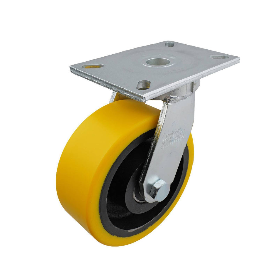 Easyroll 200mm Urethane Cast Iron Swivel Plate X1 Series Castor 2000kg