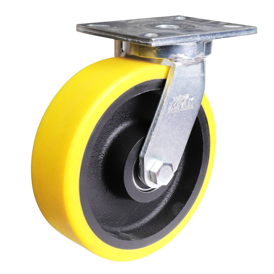 Colson 250mm Urethane Cast Iron Swivel Plate X1 Series Castor 2000kg