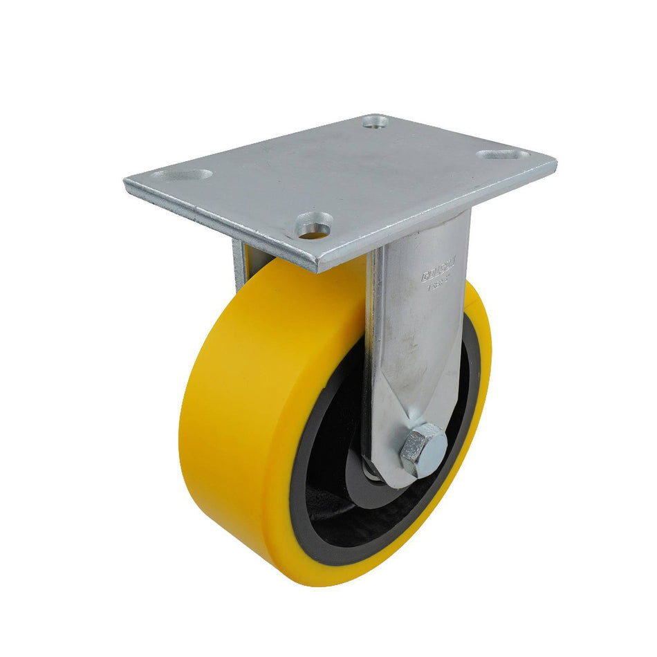 Easyroll 200mm Urethane Cast Iron Fixed Plate X1 Series Castor 2000kg