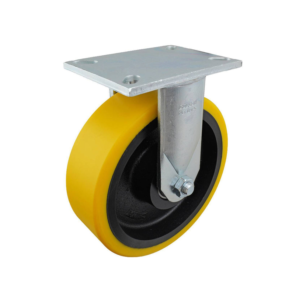 Easyroll 250mm Urethane Cast Iron Fixed Plate X1 Series Castor 2000kg