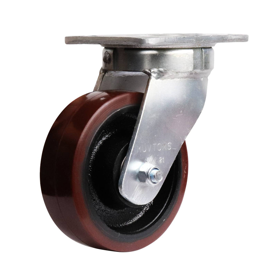 Easyroll 150mm Urethane Cast Iron Swivel Plate X2 Series Castor 750kg