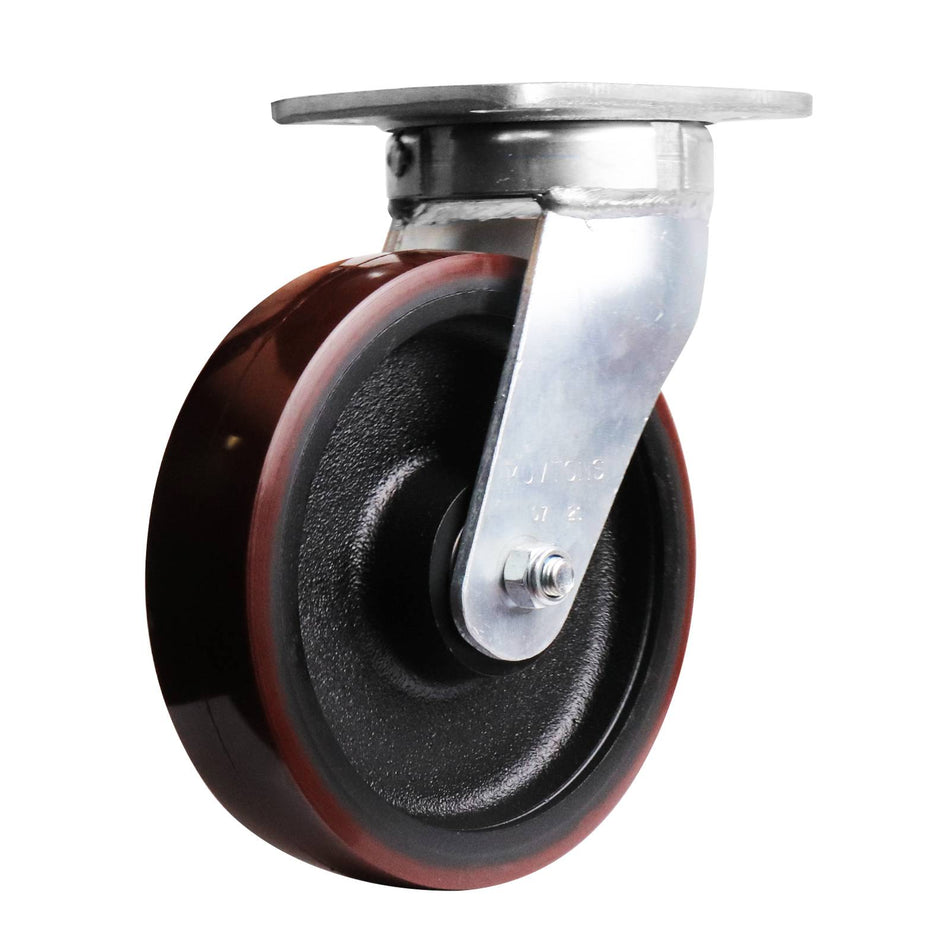 Easyroll 200mm Urethane Cast Iron Swivel Plate X2 Series Castor 1000kg