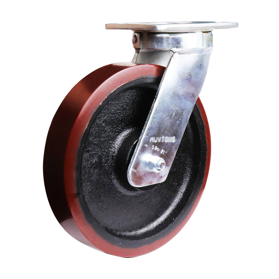 Easyroll 250mm Urethane Cast Iron Swivel Plate X2 Series Castor 1200kg