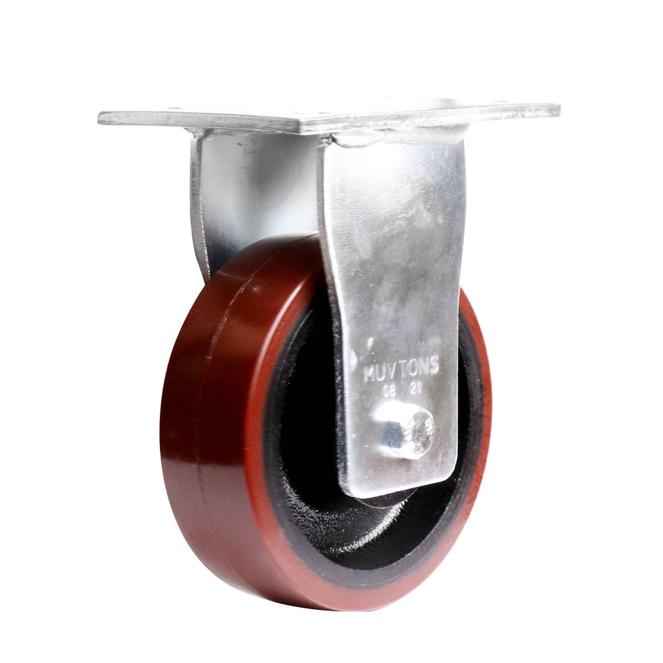 Easyroll 150mm Urethane Cast Iron Fixed Plate X2 Series Castor 750kg