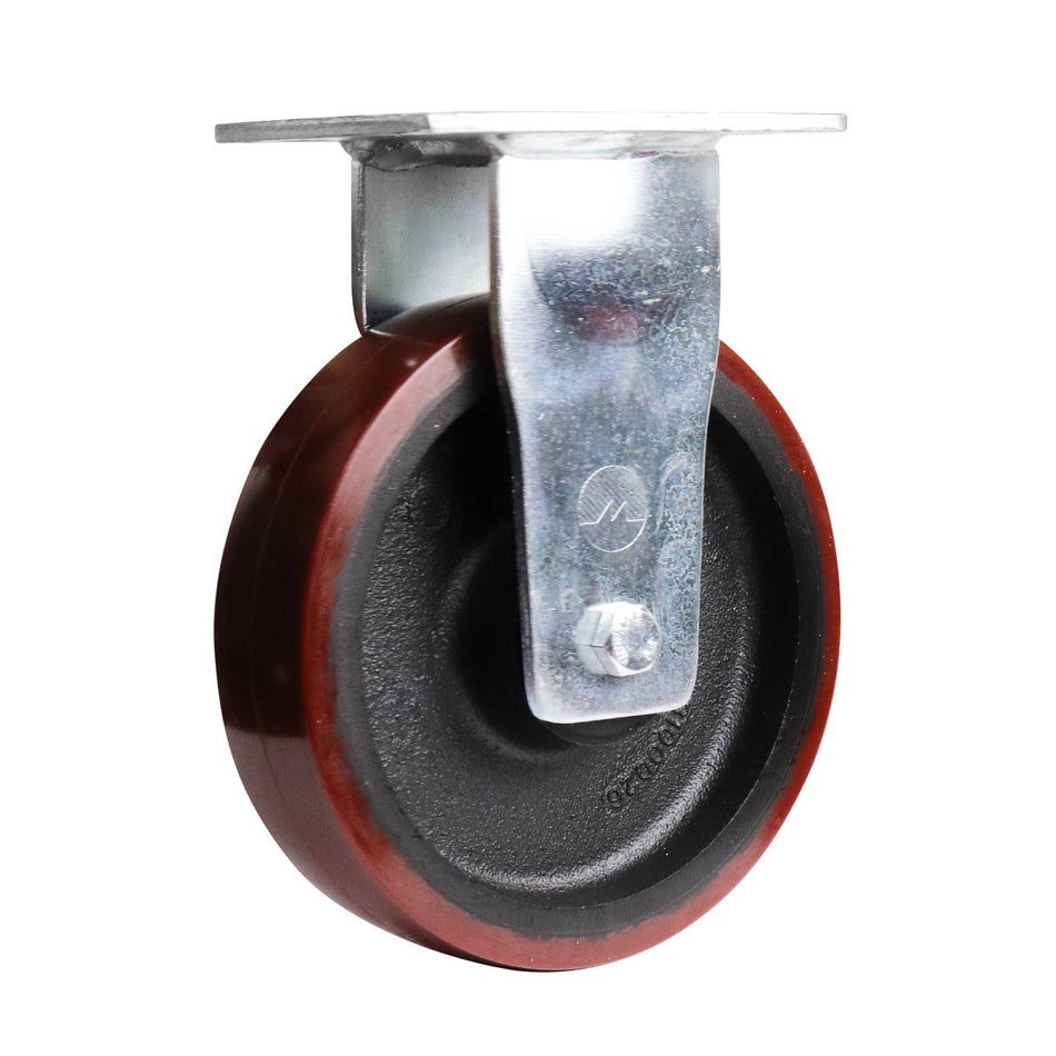 Easyroll 200mm Urethane Cast Iron Fixed Plate X2 Series Castor 1000kg